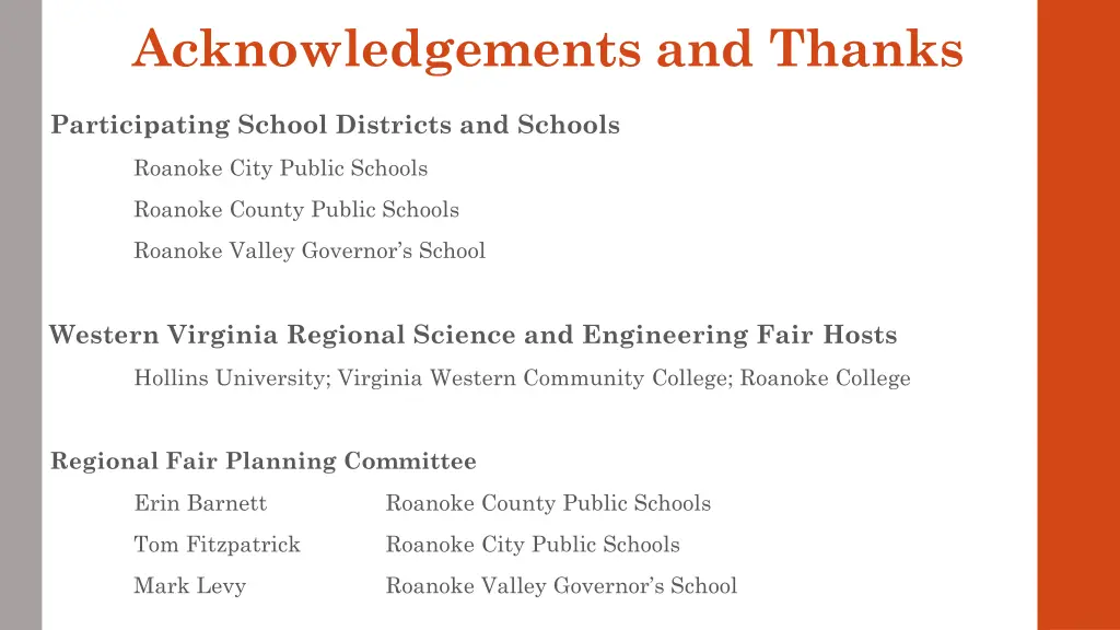 acknowledgements and thanks