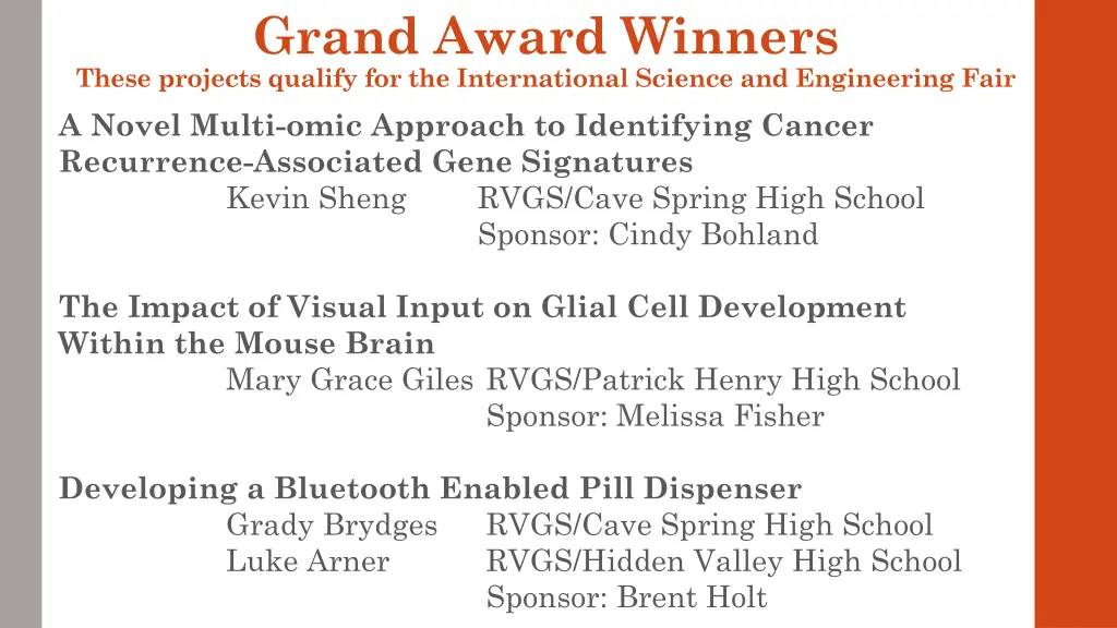 grand award winners these projects qualify