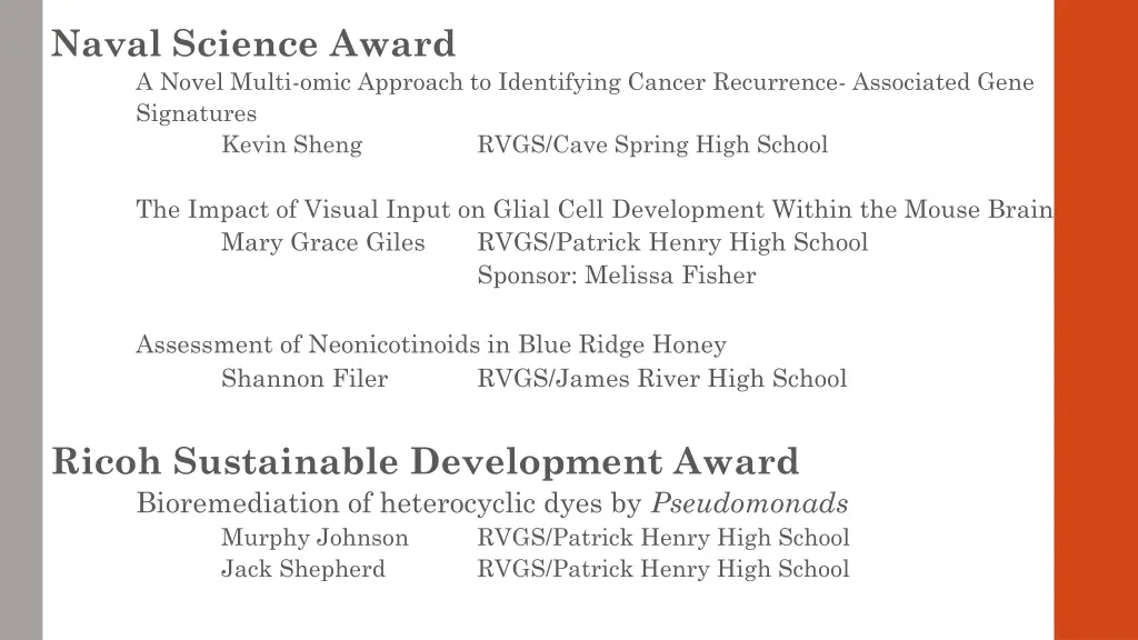 naval science award a novel multi omic approach
