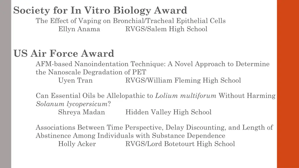 society for in vitro biology award the effect