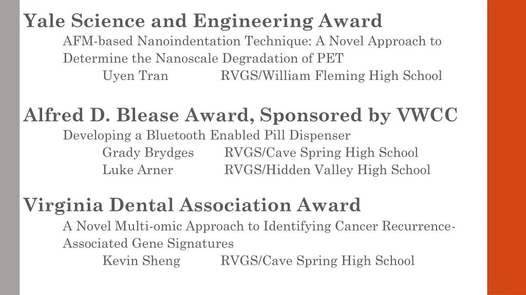 yale science and engineering award afm based