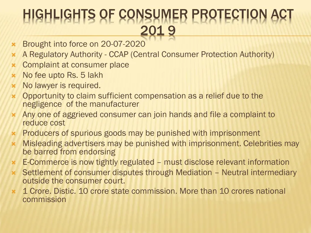highlights of consumer protection