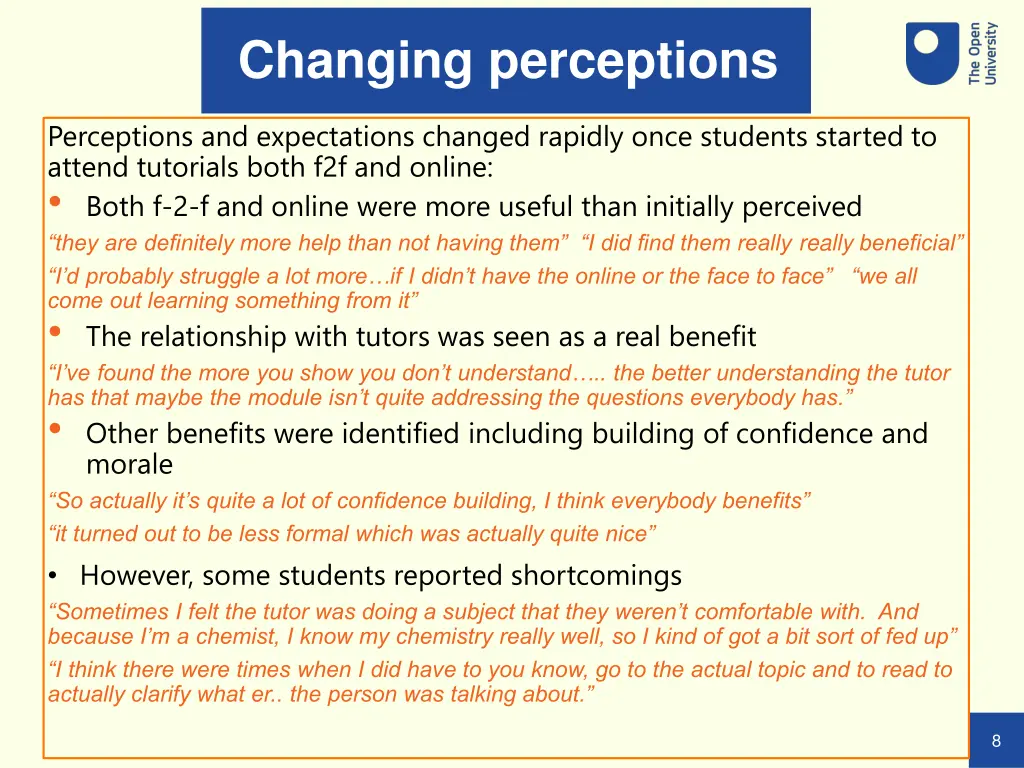 changing perceptions