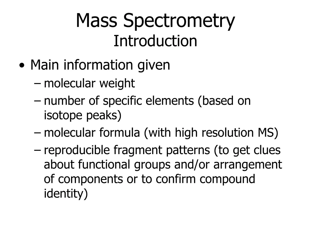 mass spectrometry introduction main information