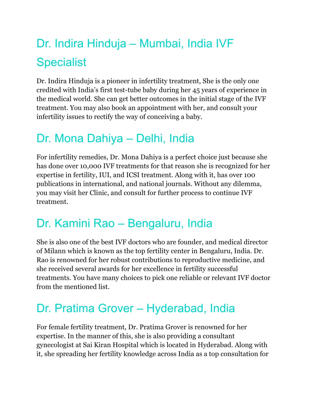 dr indira hinduja mumbai india ivf specialist