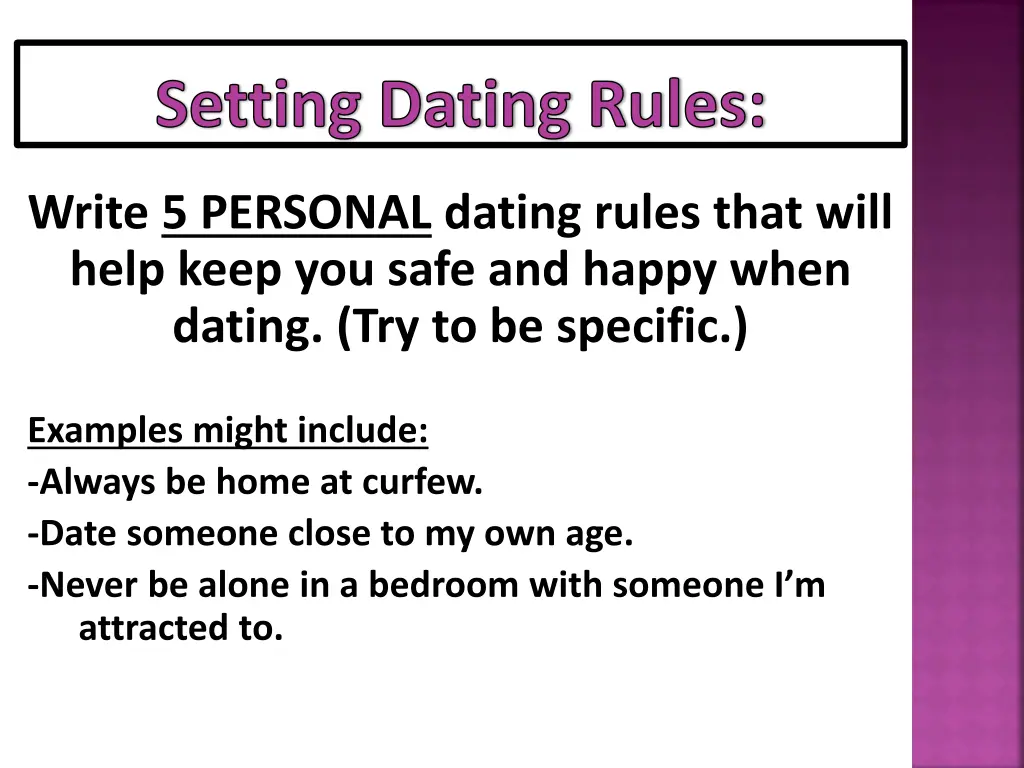 setting dating rules