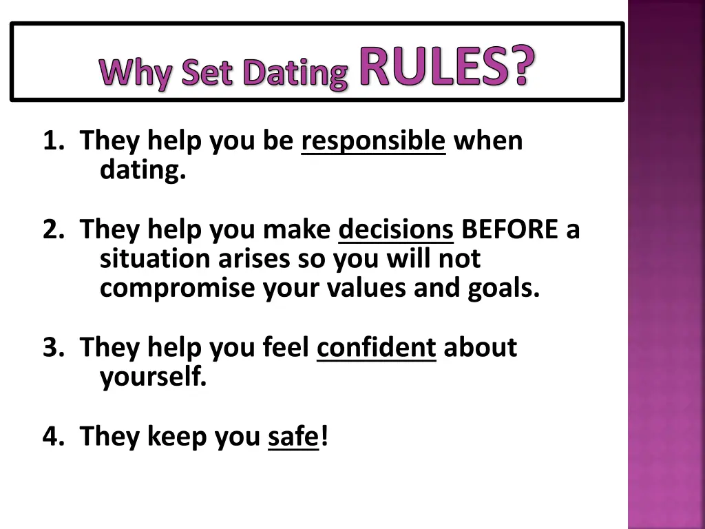 why set dating rules