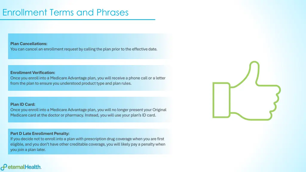 enrollment terms and phrases