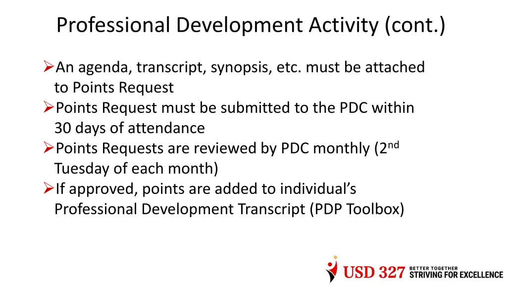 professional development activity cont