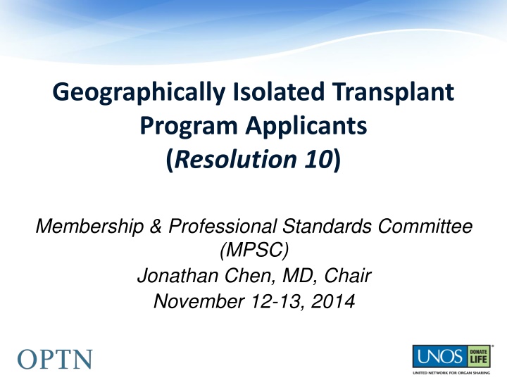 geographically isolated transplant program
