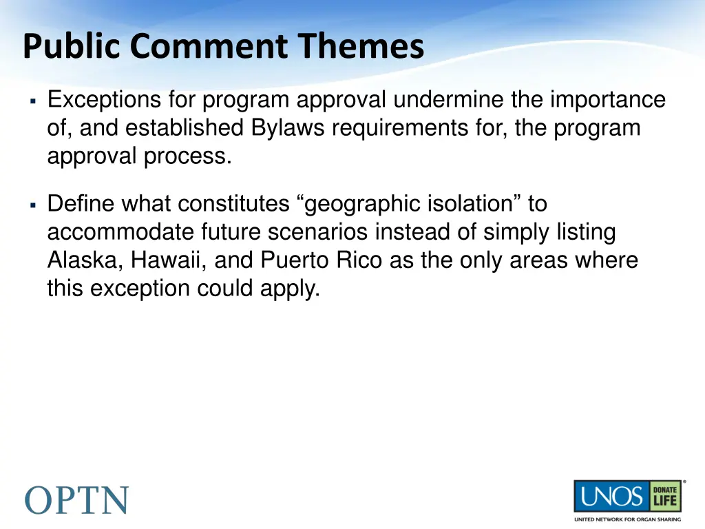 public comment themes