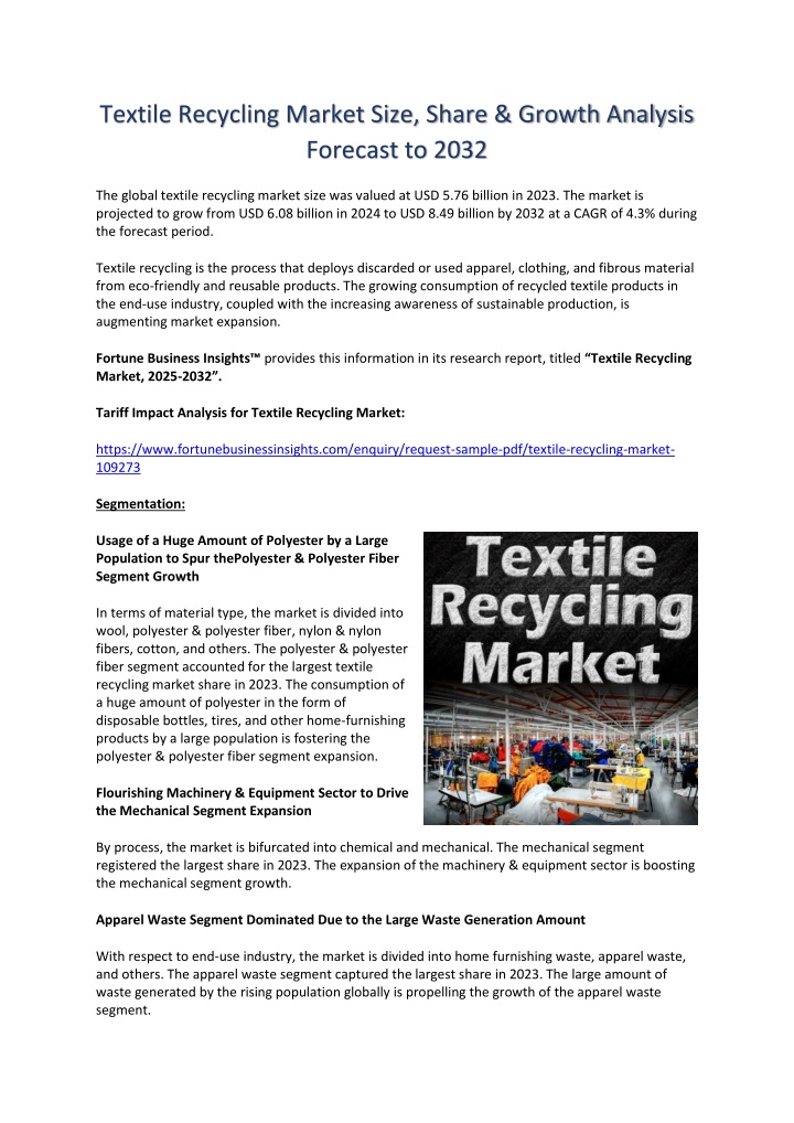 textile recycling market size share growth