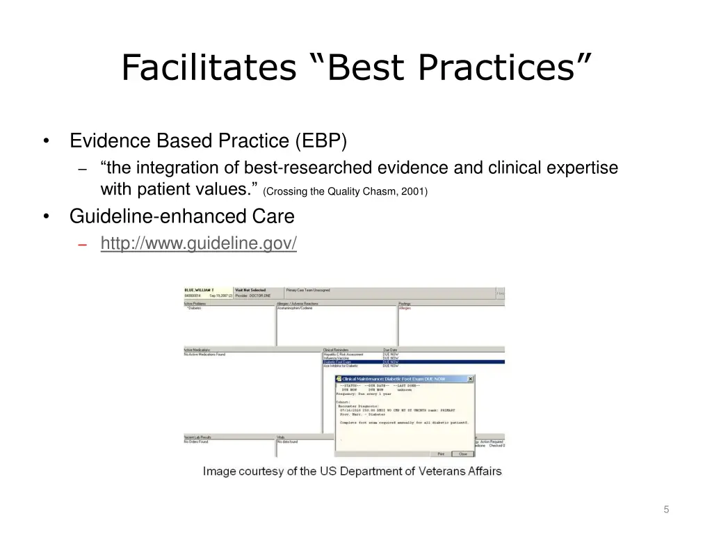 facilitates best practices
