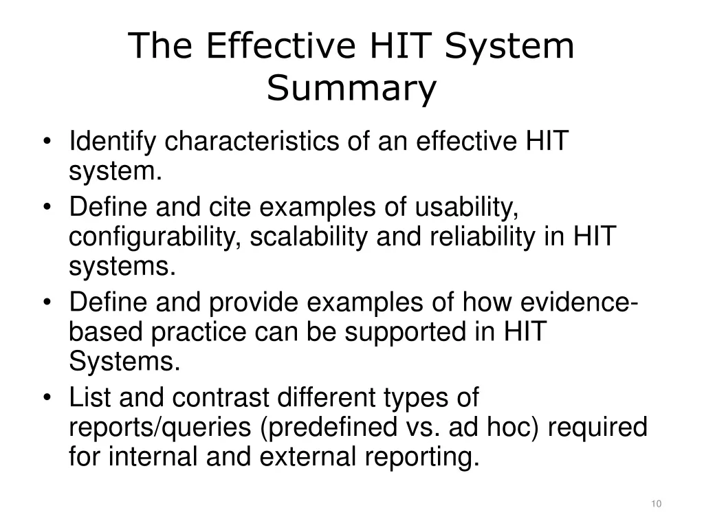 the effective hit system summary