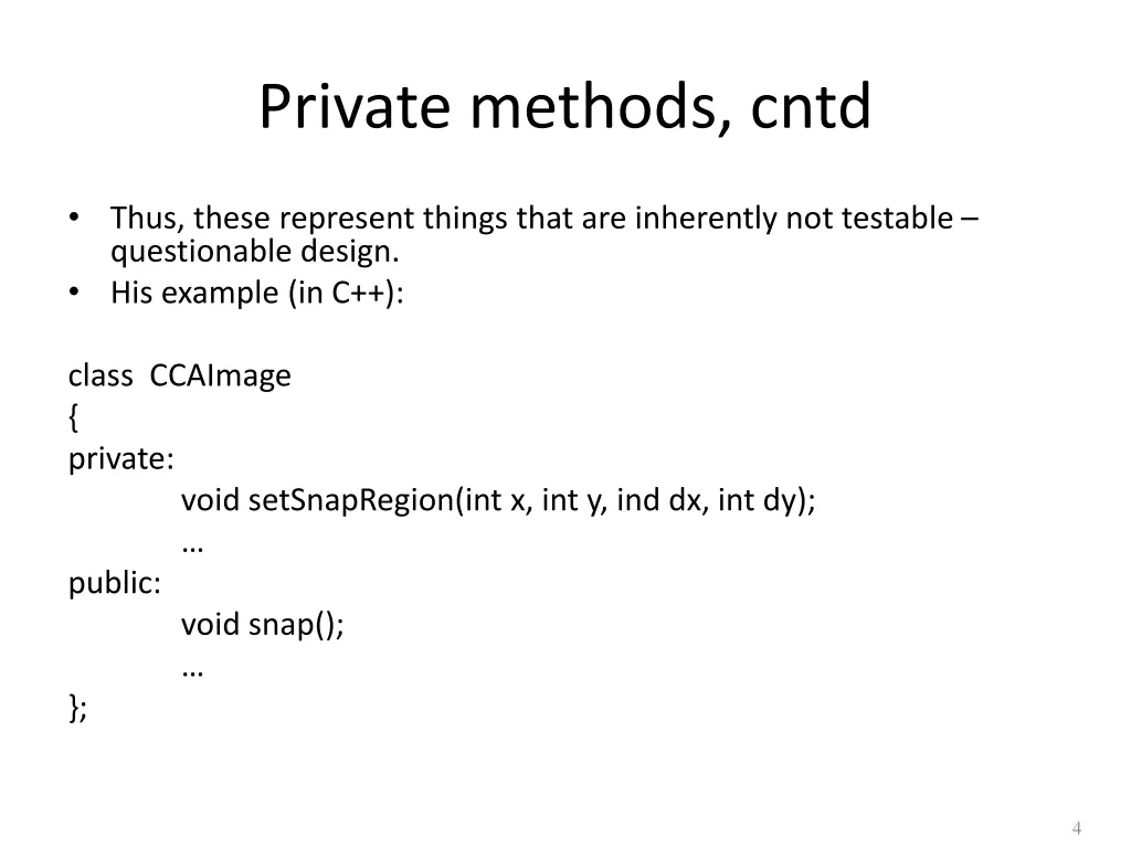 private methods cntd