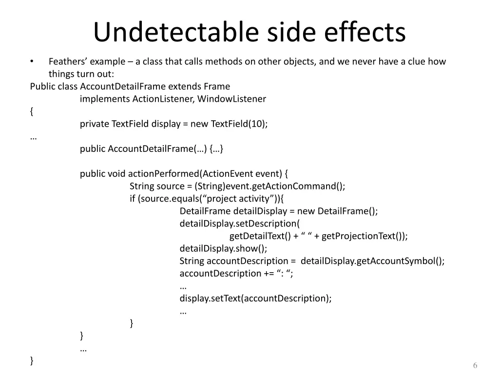 undetectable side effects
