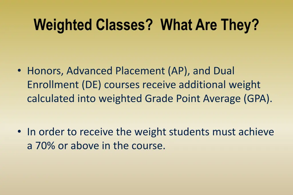 weighted classes what are they