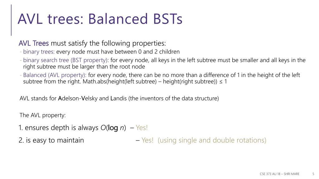 avl trees balanced bsts