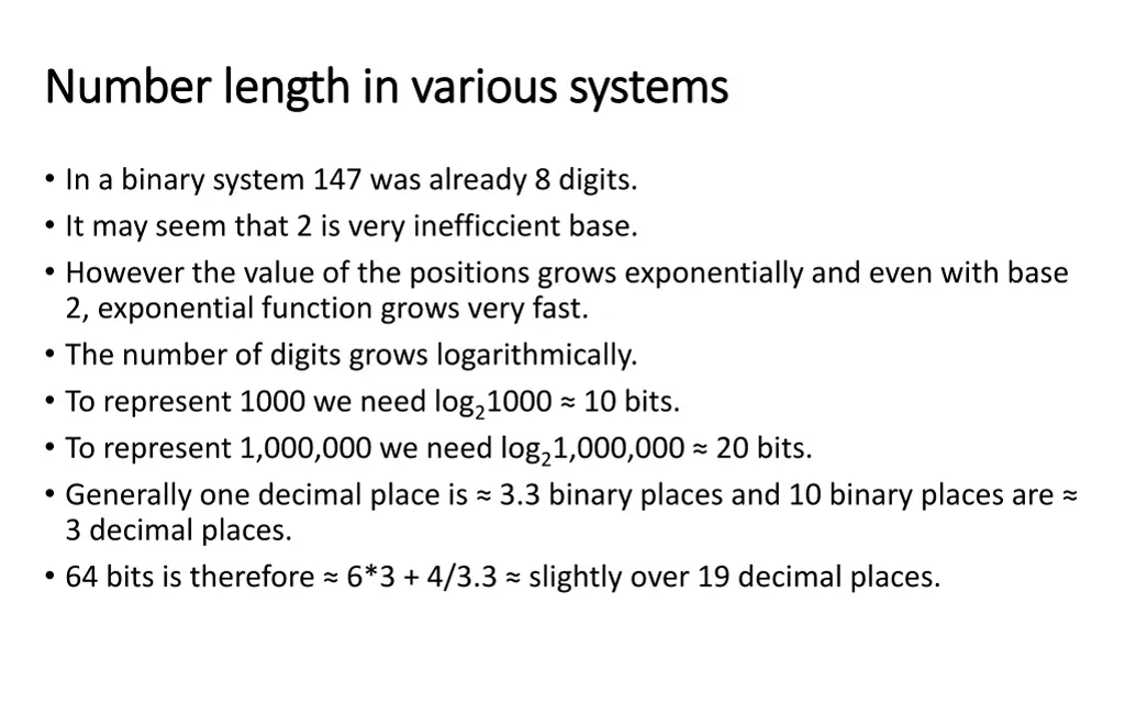 number length in various systems number length