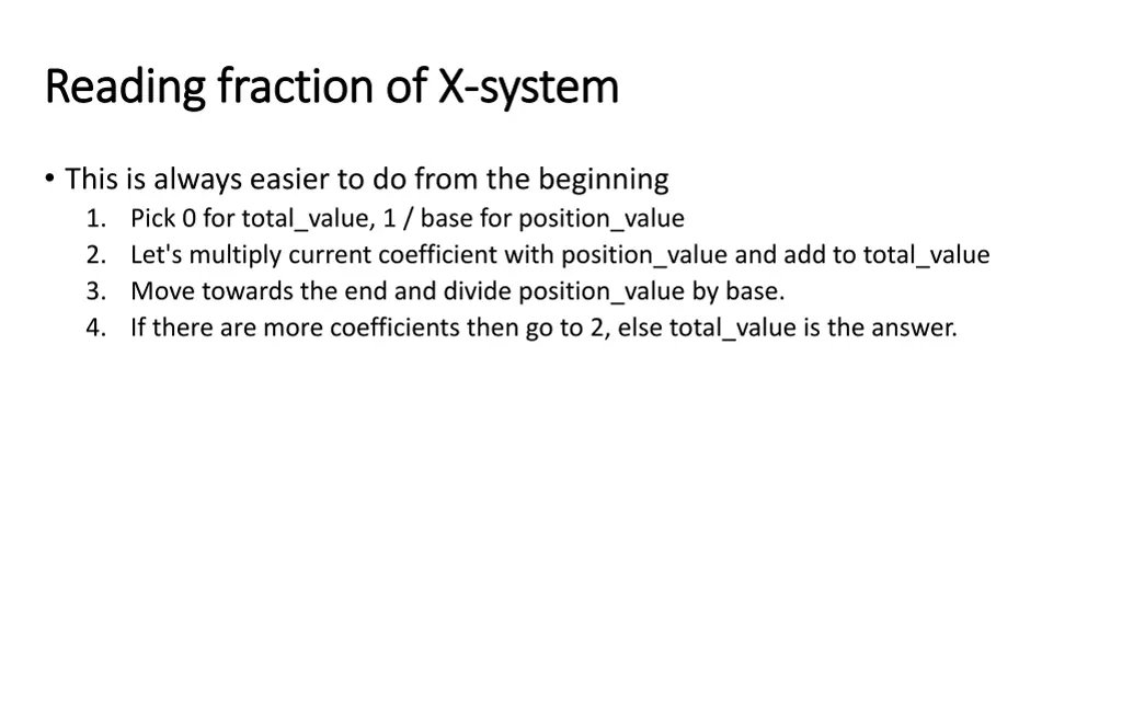 reading fraction of x reading fraction of x system