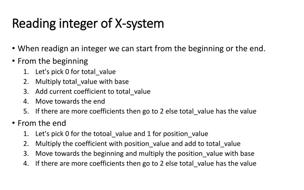 reading integer of x reading integer of x system