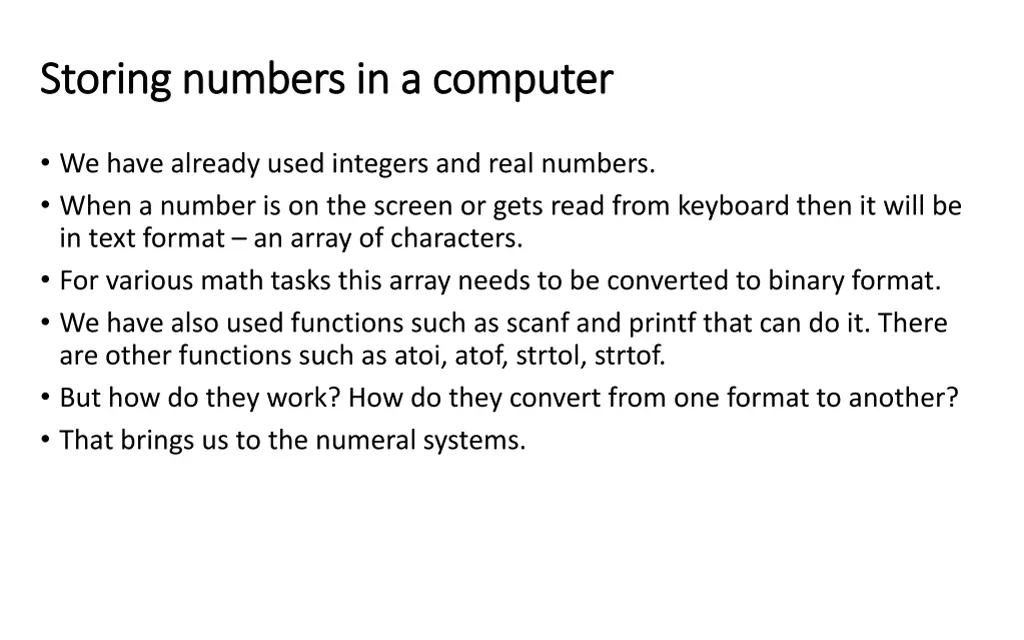 storing numbers in a computer storing numbers