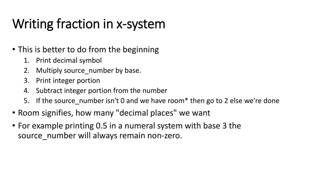 writing fraction in x writing fraction in x system