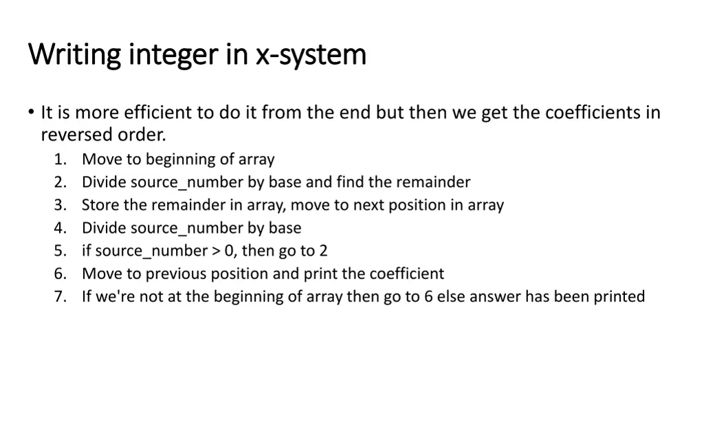 writing integer in x writing integer in x system