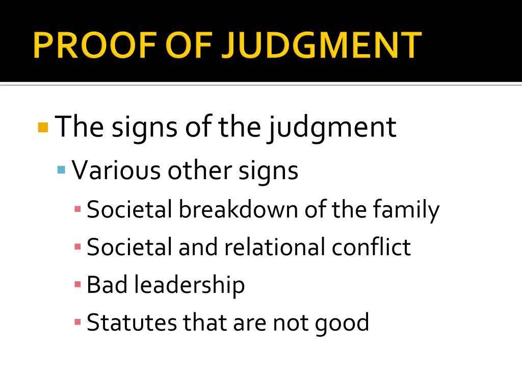 the signs of the judgment various other signs