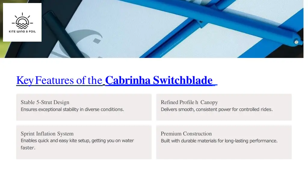 keyfeatures of the cabrinha switchblade