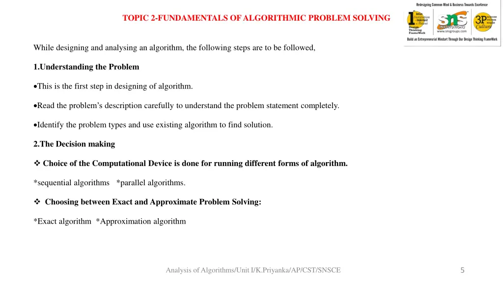 topic 2 fundamentals of algorithmic problem