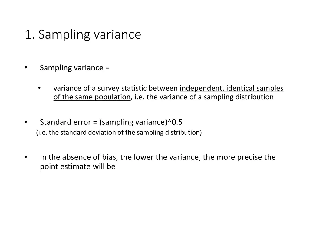 1 sampling variance