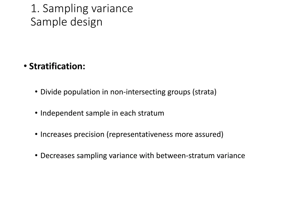 1 sampling variance sample design 1
