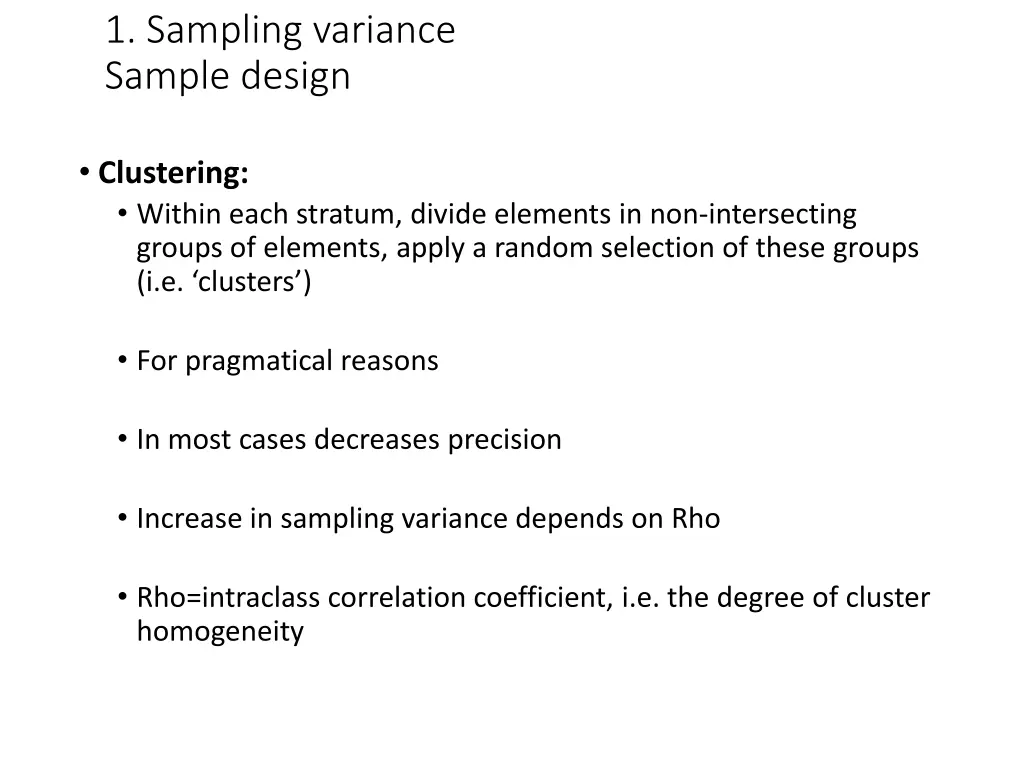 1 sampling variance sample design 2