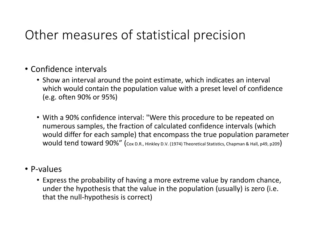 other measures of statistical precision