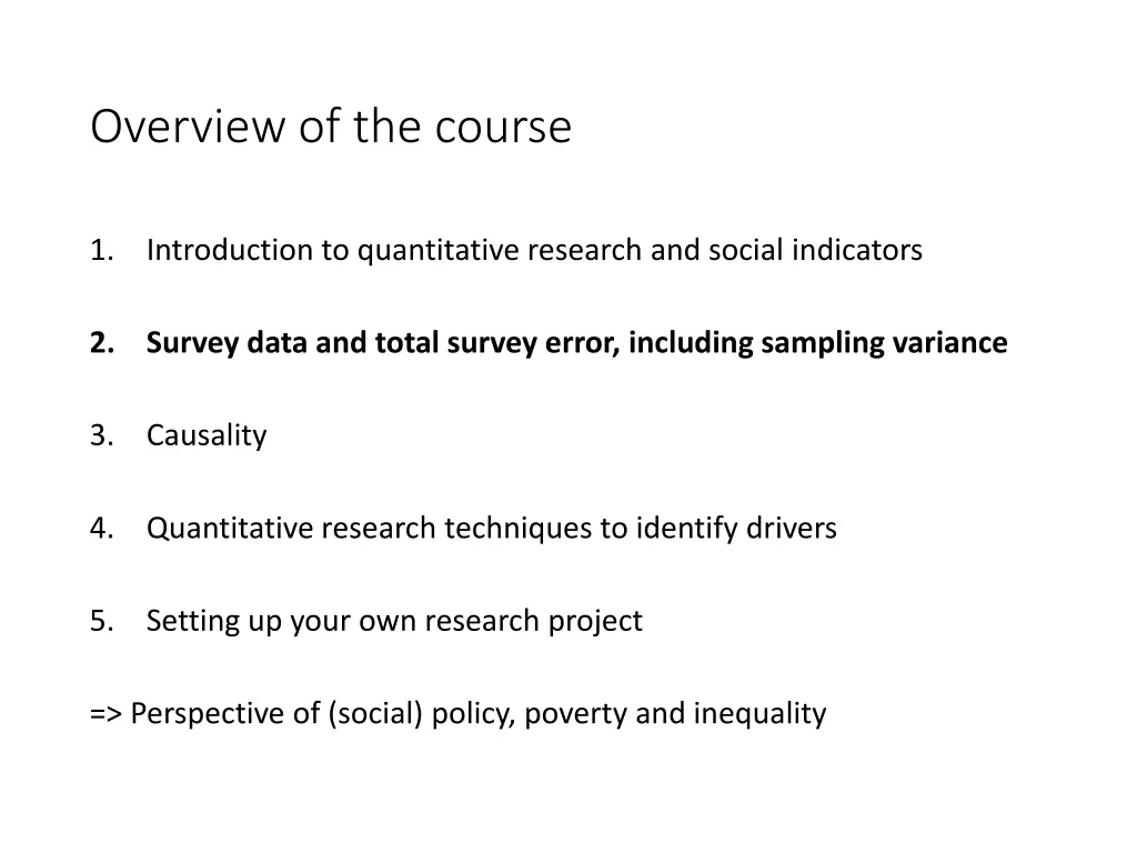 overview of the course