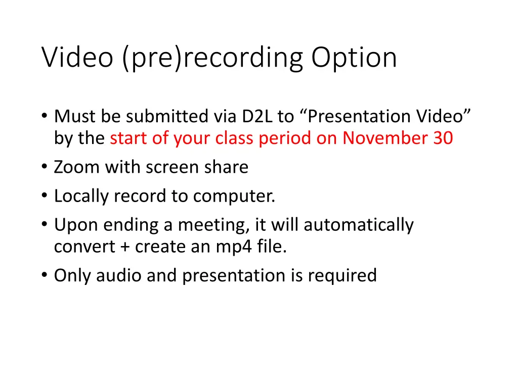 video pre recording option