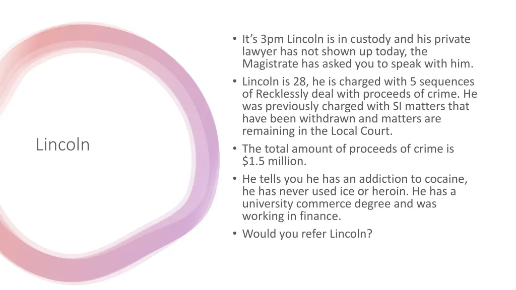 it s 3pm lincoln is in custody and his private