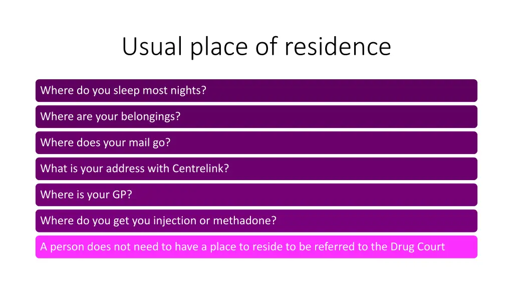 usual place of residence