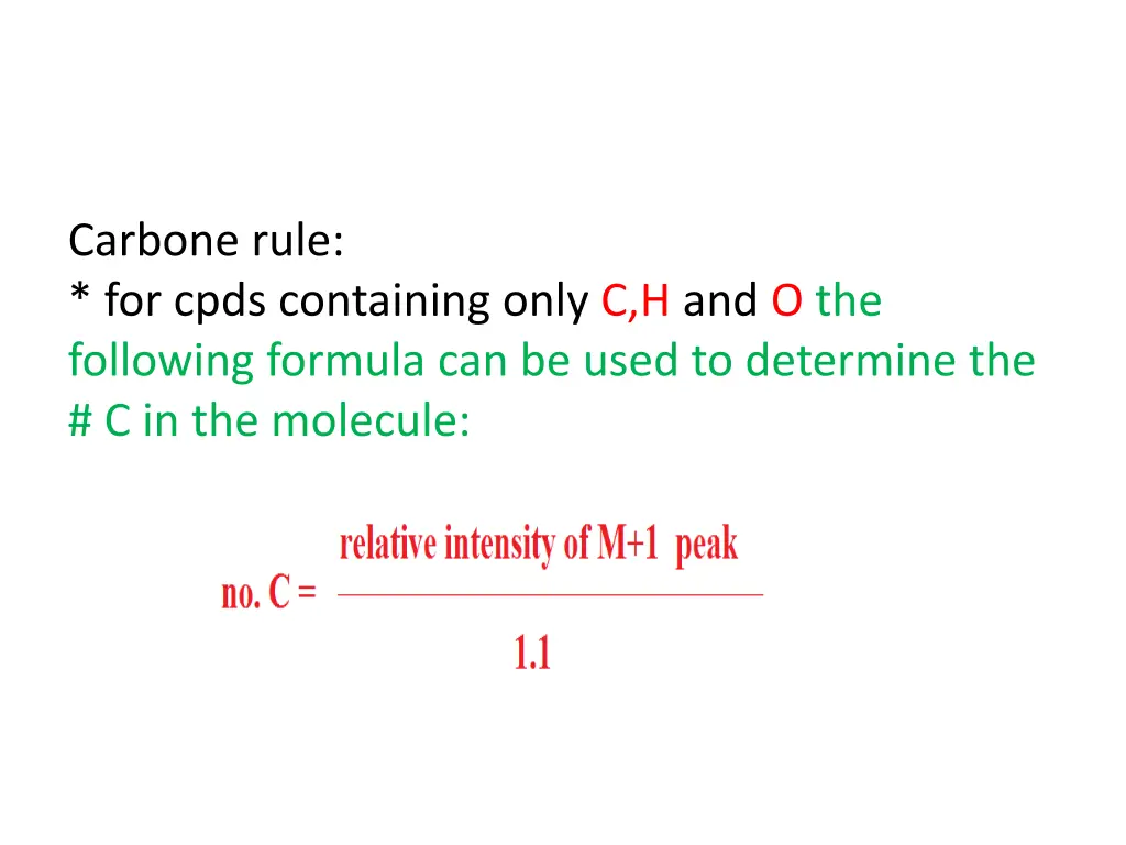 carbone rule for cpds containing only