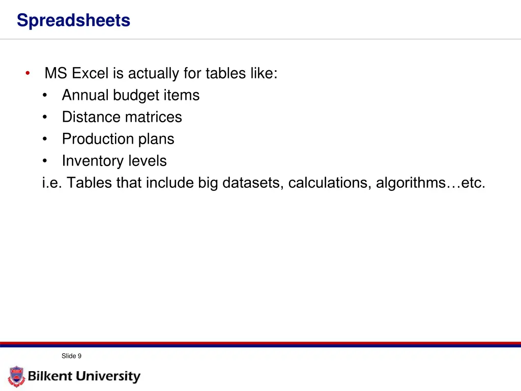 spreadsheets