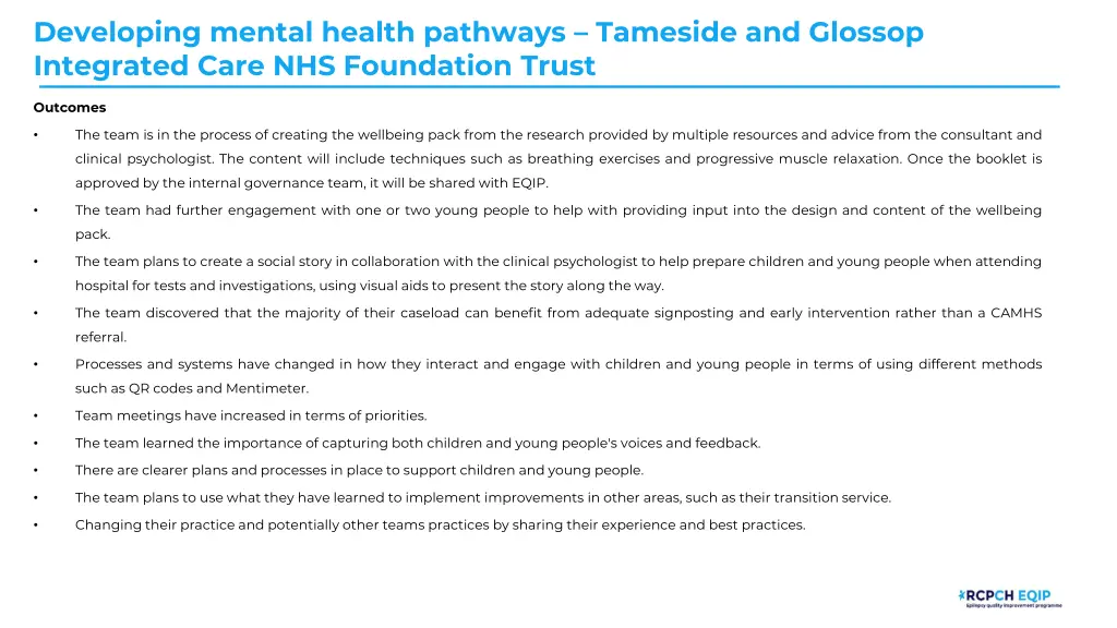 developing mental health pathways tameside 11