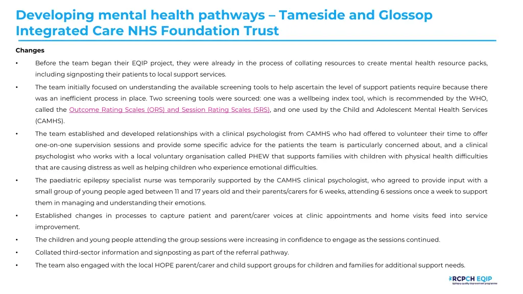 developing mental health pathways tameside 3