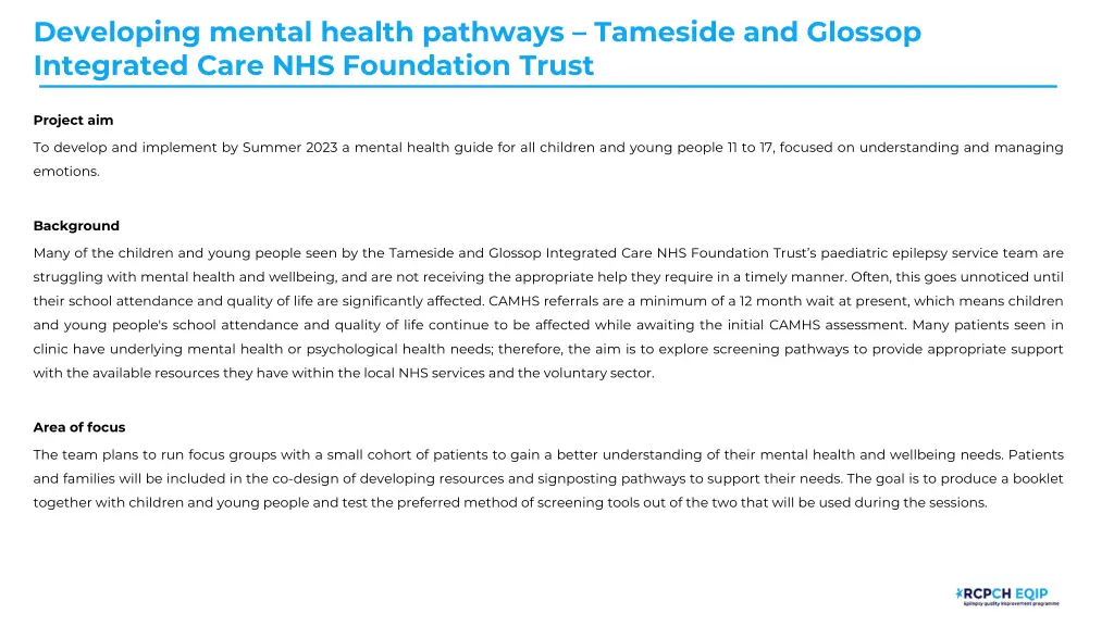 developing mental health pathways tameside
