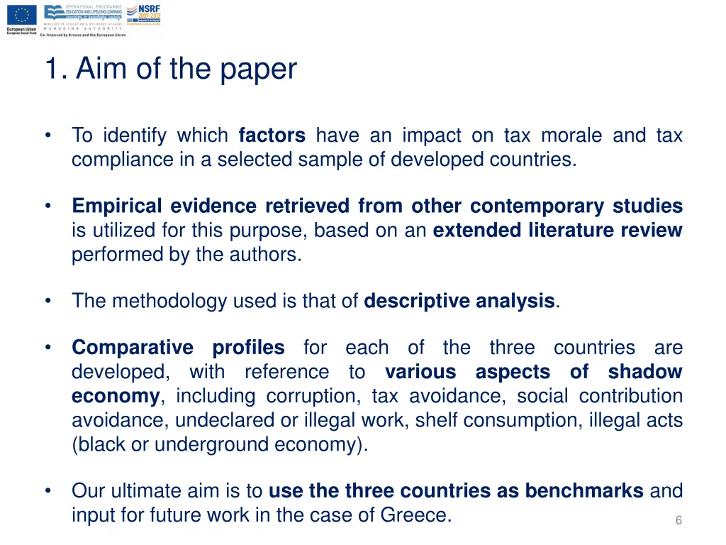 1 aim of the paper