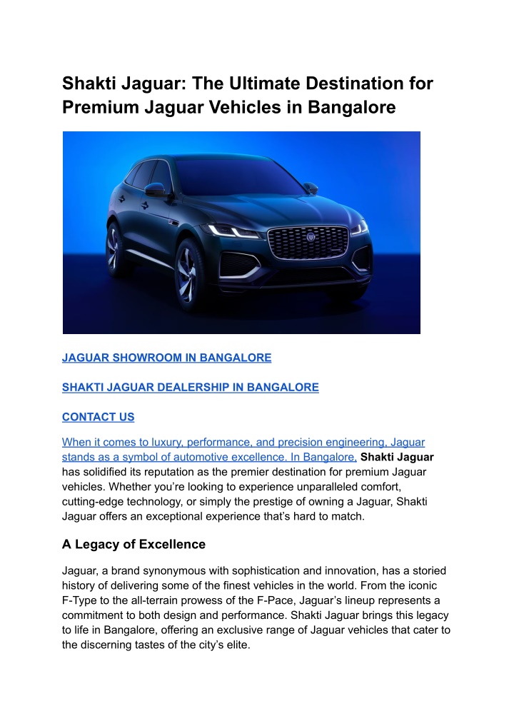 shakti jaguar the ultimate destination