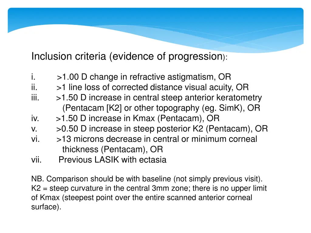inclusion criteria evidence of progression