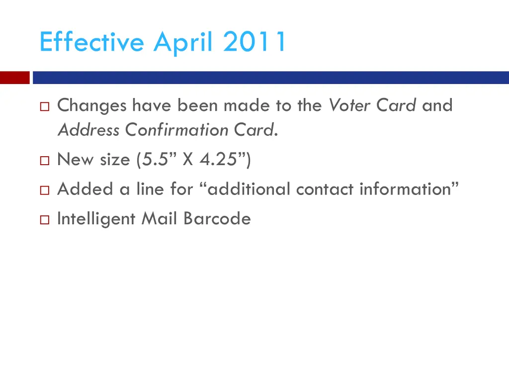 effective april 2011