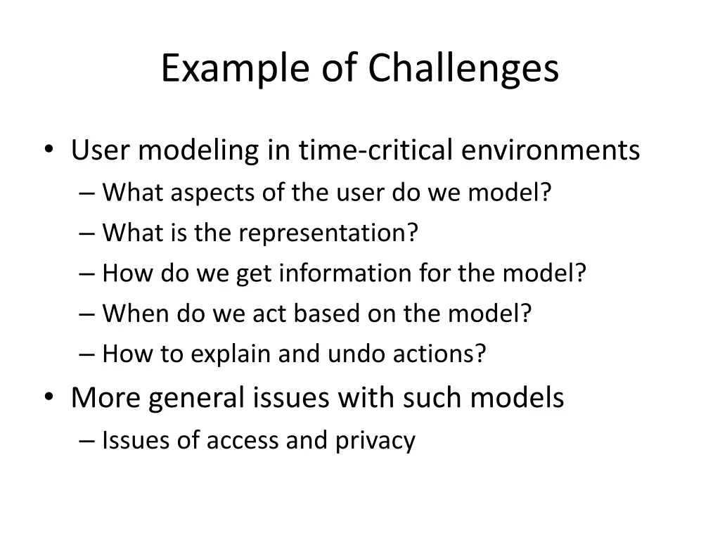 example of challenges
