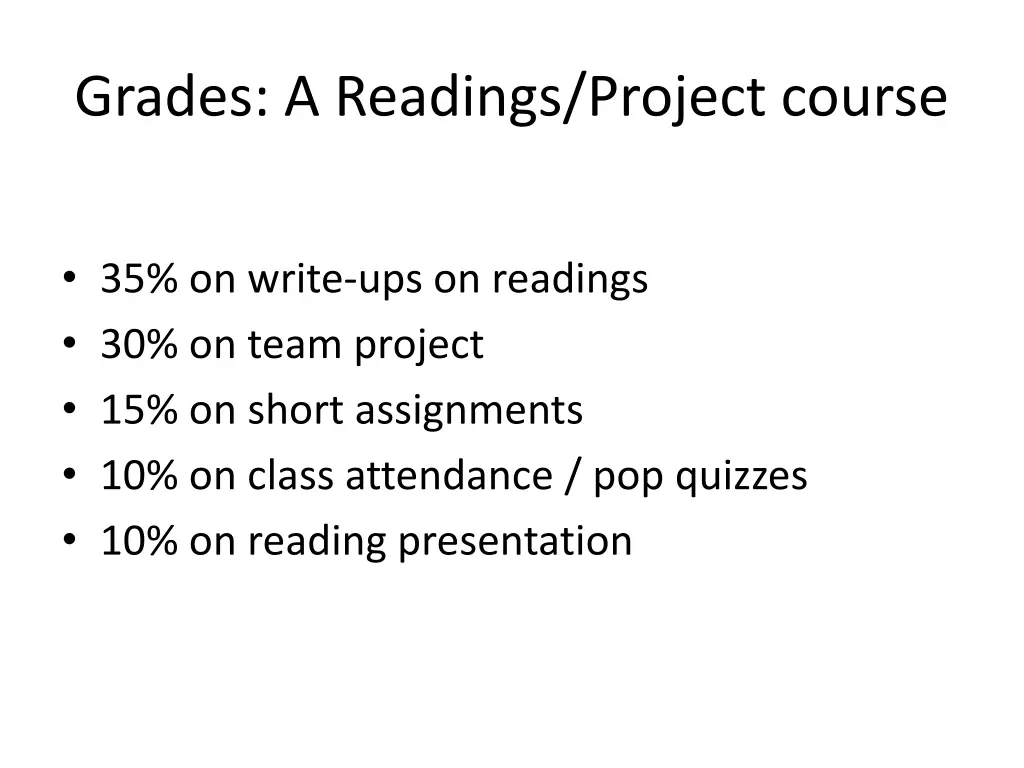 grades a readings project course